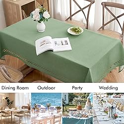 MIULEE Sage Green Thick Polyester Linen Rectangle