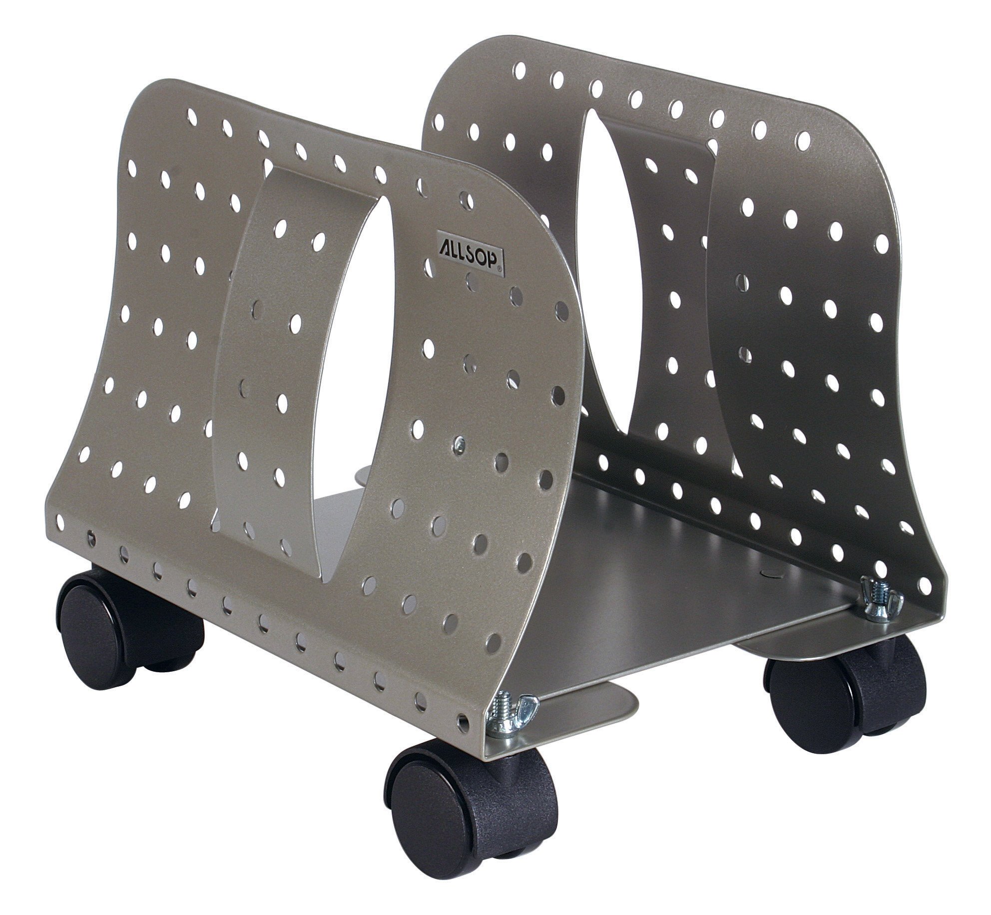 Allsop Metal Art CPU Caddy, Adjustable Width Mobile Computer Stand with 4 Caster Wheels - Pewter (06472)