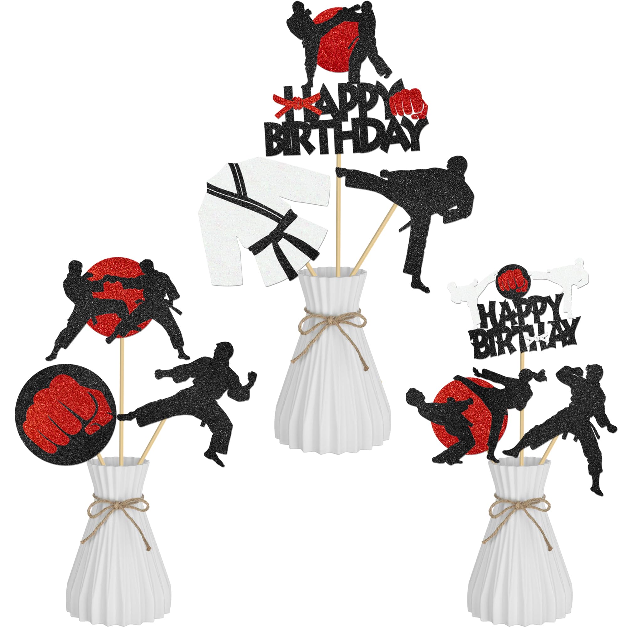 Photo 1 of Karate Birthday Table Centerpiece Sticks 16pcs Taekwondo Birthday Party Decorations Karate Themed Table Toppers Taekwondo Party Centerpieces for Kung Fu Sports Baby Shower Supplies