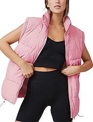 Freyhem Puffer Vest Women Sleeveless Quilted Zip Up