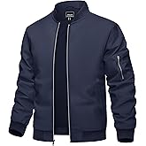 TACVASEN Men's Bomber Jacket Lightweight Casual Spring Fall Windbreaker Zip Up Coat with Pocket