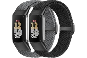 Tiptops Weaving Elastic Band Compatible with Fitbit Charge 6/Charge 5 Band, Breathable Soft Nylon Adjustable Sport Replacemen