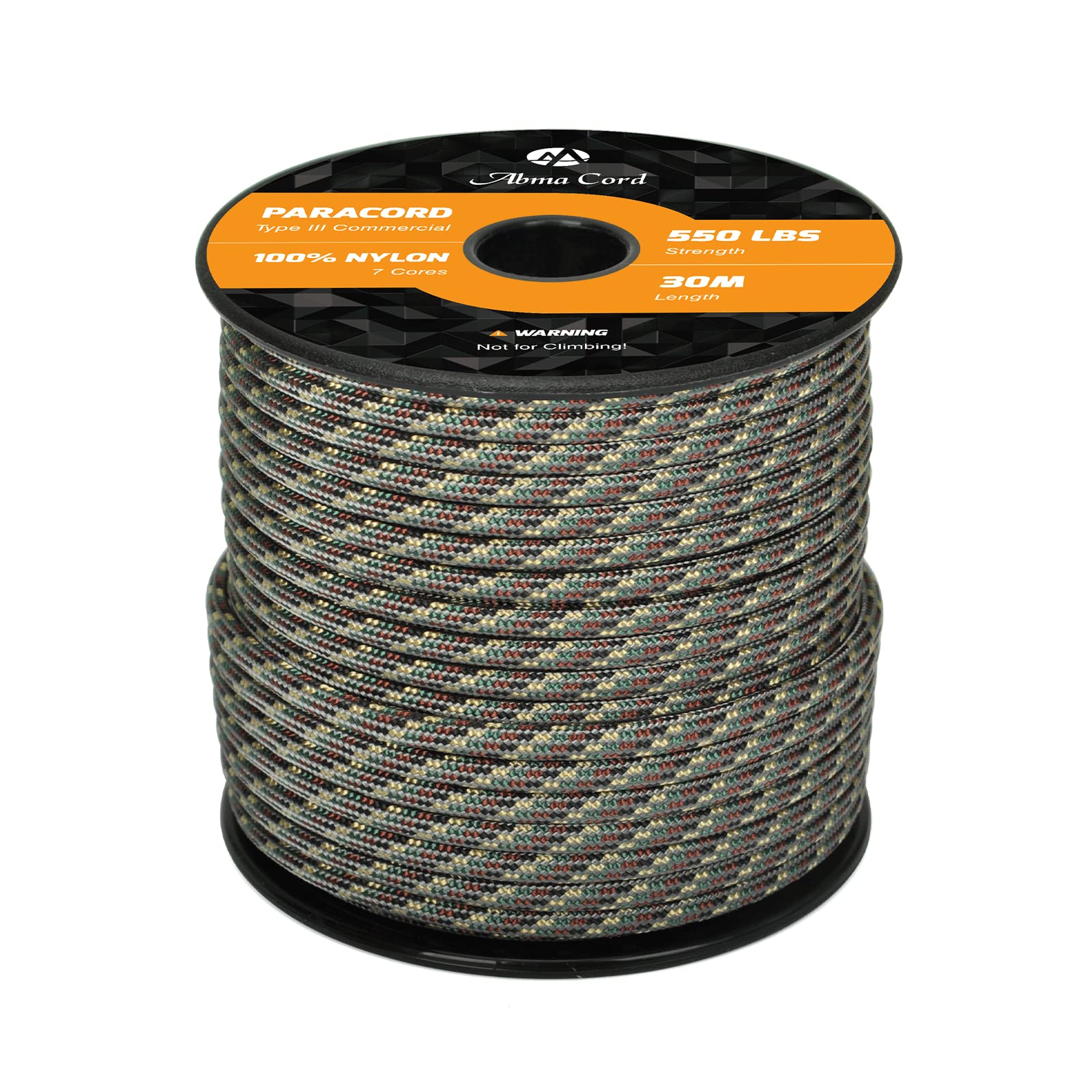 Abma Cord Paracord 550 4mm Nylon Rope Type III 7 Strands Parachute Cord - Max. 250kg (550lbs) - Military Camo Series
