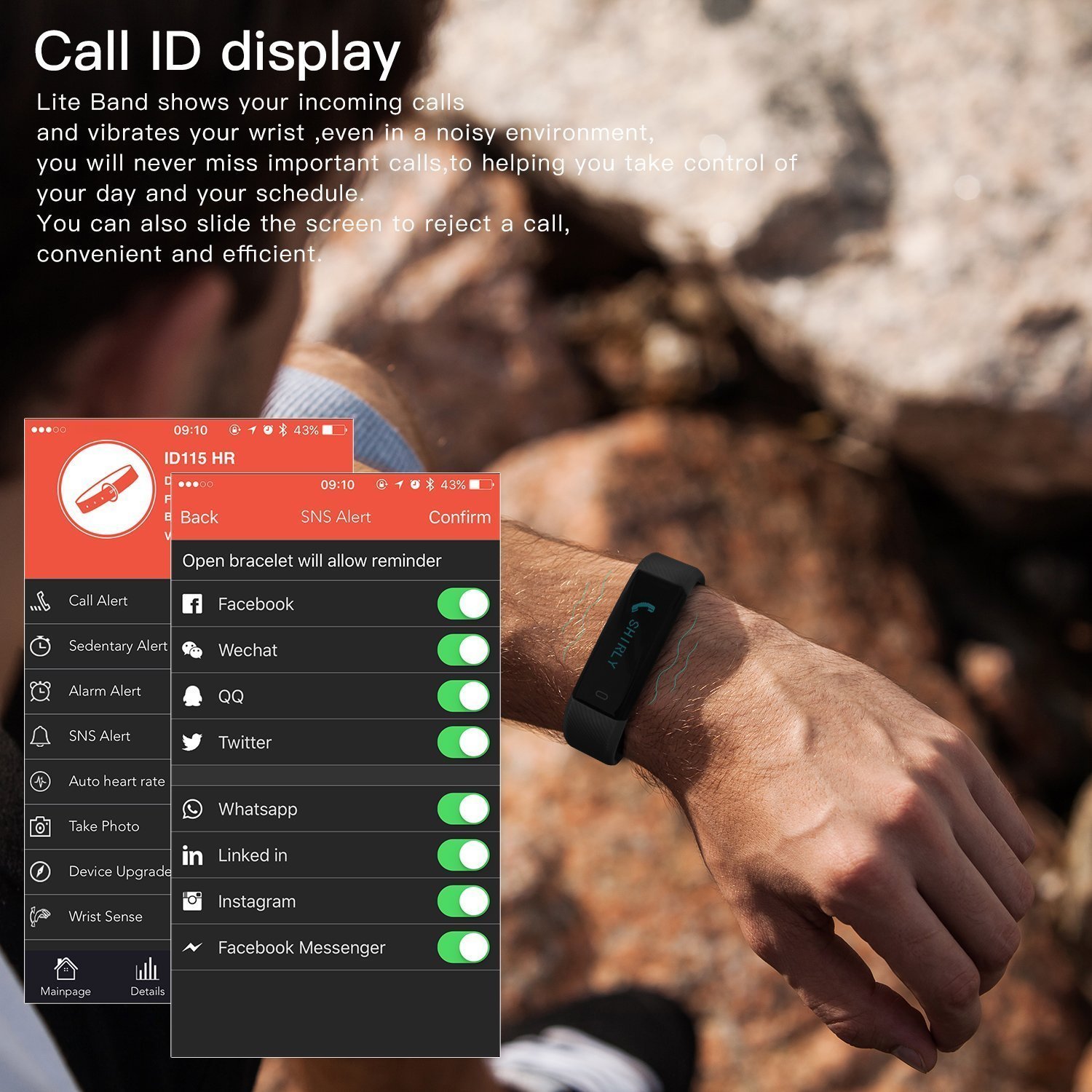 Fitness Tracker, SinoPro Activity Tracker, Smart Bracelet Bluetooth Call Remind Remote Smart Band Calorie Counter Wireless Pedometer Sport Sleep Monitor Activity Tracker For Android iOS Phone (Black)