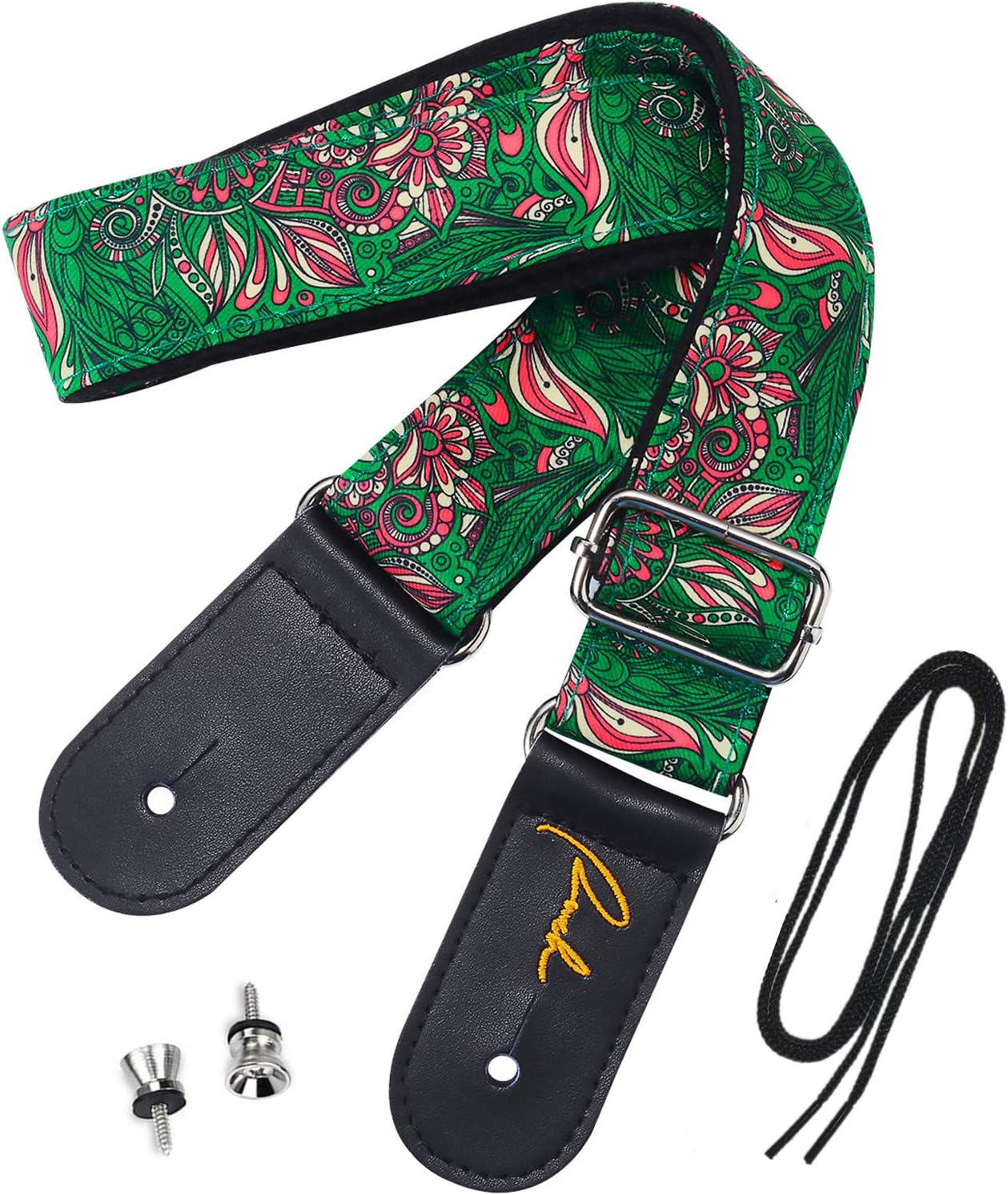 Ranch Ukulele Strap Hawaiian Ethnic Soft Cotton & Genuine Leather - Double layer Shoulder Straps For Soprano Concert Tenor Baritone Strings Instruments
