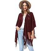 Soul Young Knit Shawl Wrap for Women Ladies Fringe Poncho Blanket Cardigan Cape