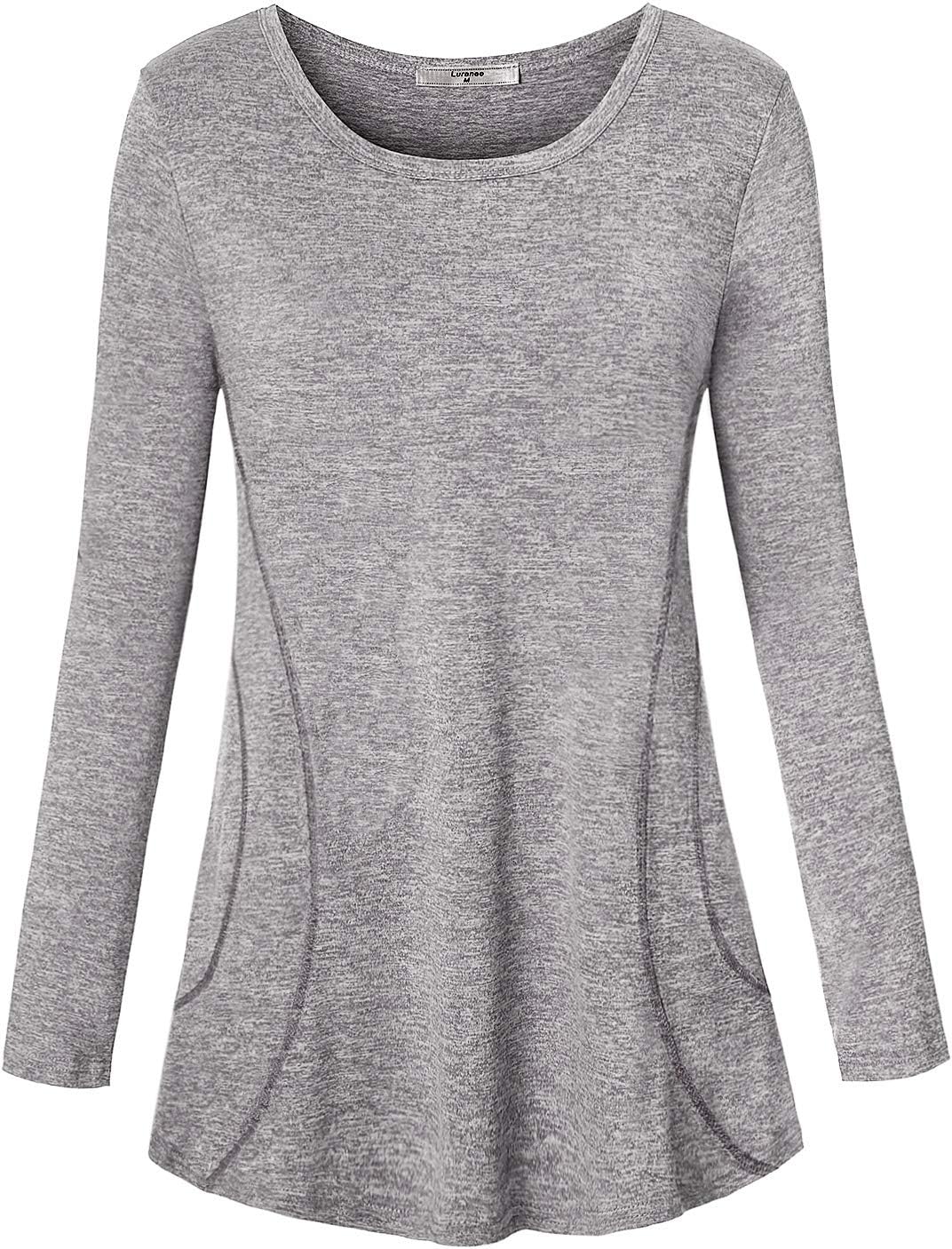 Luranee Womens Yoga Running Tops Long Sleeve Crew Neck Casual Loose Gym Shirts