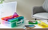 MATANA Multi-Coloured 6x4 Photo Storage Boxes 16 Cases & Labels view 2
