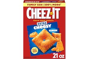 Cheez-It Cheese Crackers, Baked Snack Crackers, Lunch Snacks, Family Size, Extra Cheesy, 21oz Box (1 Box)