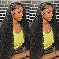 Midulla 13x6 Deep Wave Lace Front Wigs Human Hair Pre Plucked 22Inch 180% Density HD Lace Front Wigs Human Hair Deep Wave Glueless Frontal Wigs Human Hair Wigs for Black Women Free Part