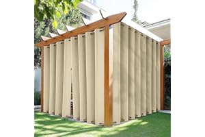 HDCAXKJ Waterproof Outdoor Curtains for Patio with Zipper Top & Bottom Grommet Thermal Privacy Drapes 2 Panels Gazebo Outside Blackout Curtains for Porch Pergola Backyard, 54" W x 95" L, Cream