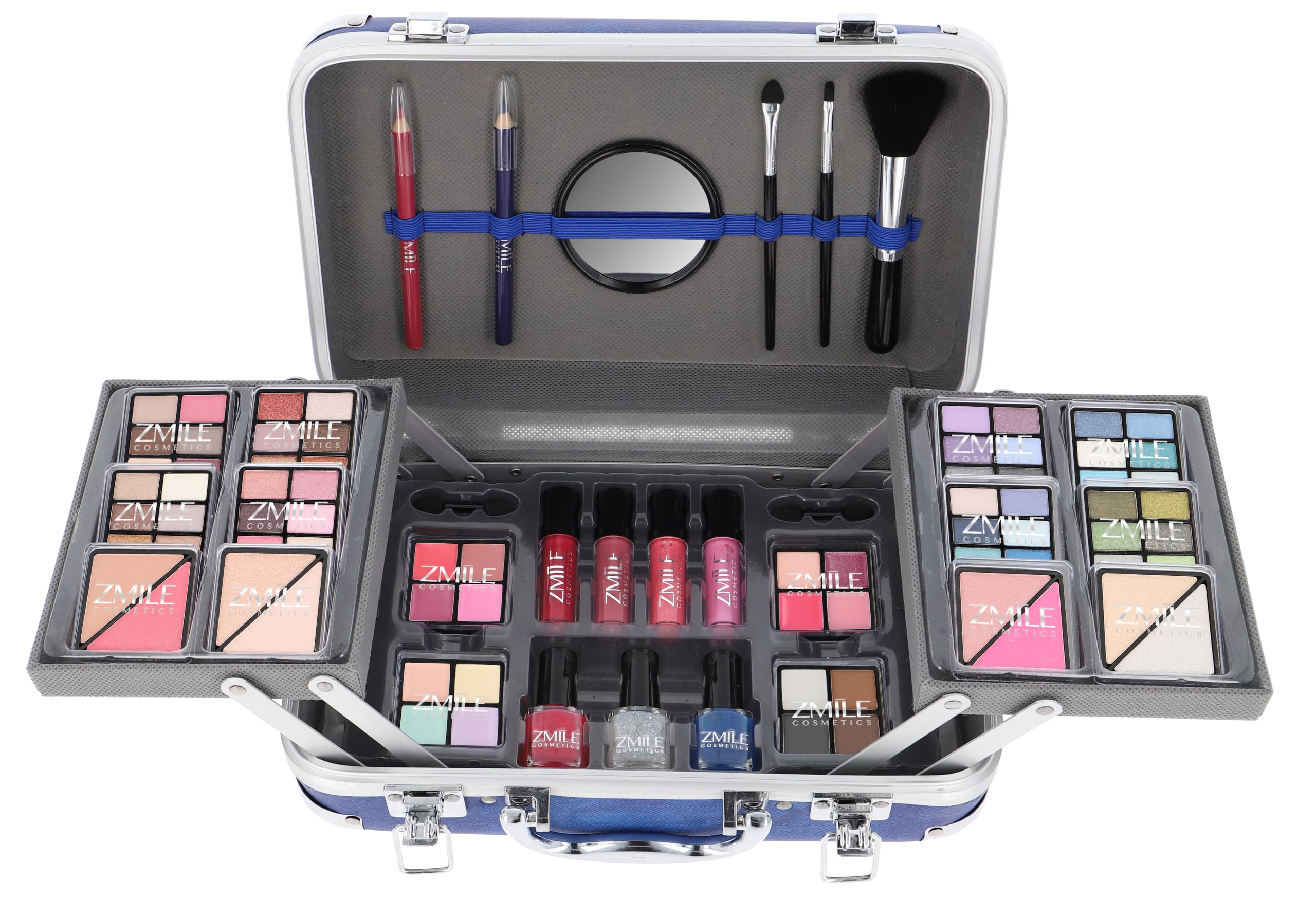 ZMILE COSMETICS Traveller Blue Cosmetic Case Vegan Cosmetics with Make-Up - Make-Up Set for On the Go, for Traveling and as a Gift
