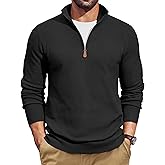 COOFANDY Men's Quarter Zip Pullover Dress Slim Fit Sweater Mock Neck Sweaters Casual Long Sleeve Pullovers