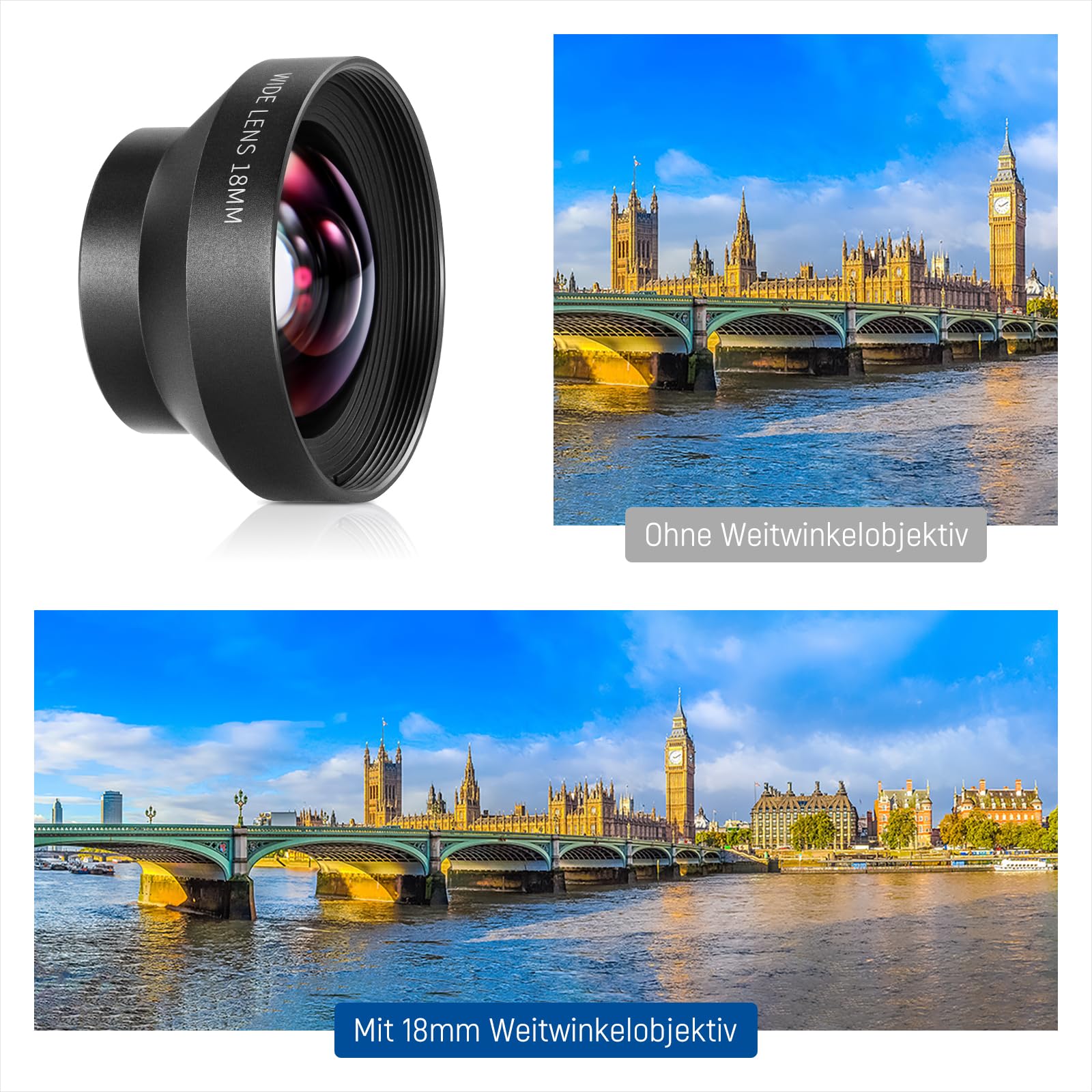 0,45x Weitwinkelobjektiv Für 43mm Filtergewinde – Aus Legierung & Optischem Glas, Mit Makrofunktion, Inkl. Tasche