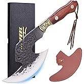 Topfeel Viking Knife Butcher Meat Cleaver Cutting Boning Knife Chinese Kitchen Axe with Sheath for Home & Outdoor BBQ Camping Knives Gift for Men Chirstmas Birthday
