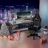 bigzzia Ergonomic Gaming Chair with Lumbar Cushion Headrest Black view 2