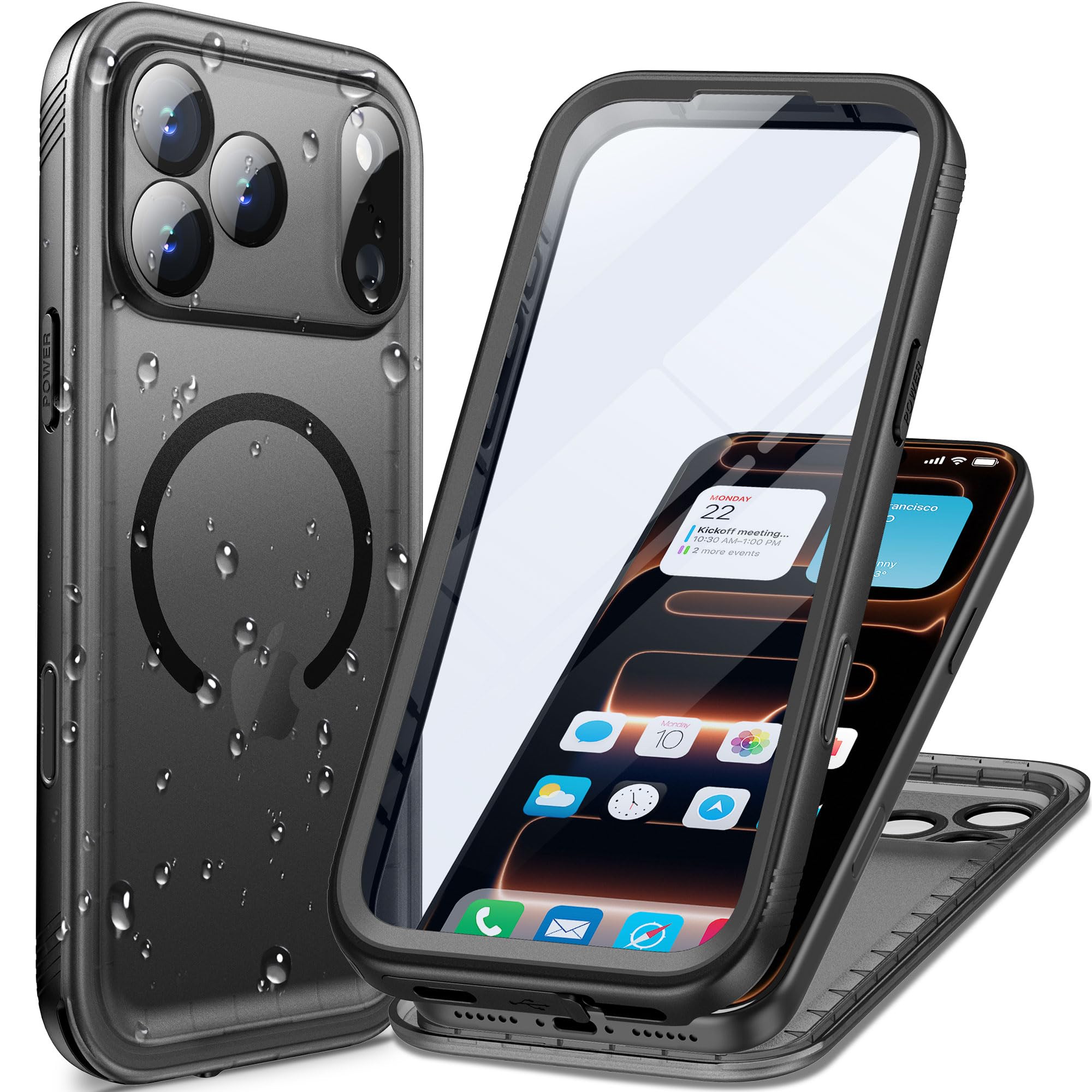 Photo 1 of Cozycase for iPhone 17 Pro Waterproof Case Full-Body Bumper Shockproof Dustproof Cases with Built-in Screen Protector &Camera Control Compatible with MagSafe,Drop Proof 17P Cover Frosted Black