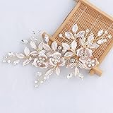 Flower Hair Clip Light Rose Gold Bridal Wedding Headpiece Alloy Leaf Flower Rhin