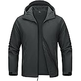 MAGCOMSEN Men's Waterproof Softshell Jacket Fleece Lined Lightweight Hooded Rain Coat Winter Windbreaker Tactical Hiking
