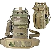 Water Bottle Holder with Strap - Tactical Insulated Water Bottle Sleeve with MOLLE System Water Bottle Cover Cross-Body Pouch for Walking Hiking Camping Gym 32oz&40oz