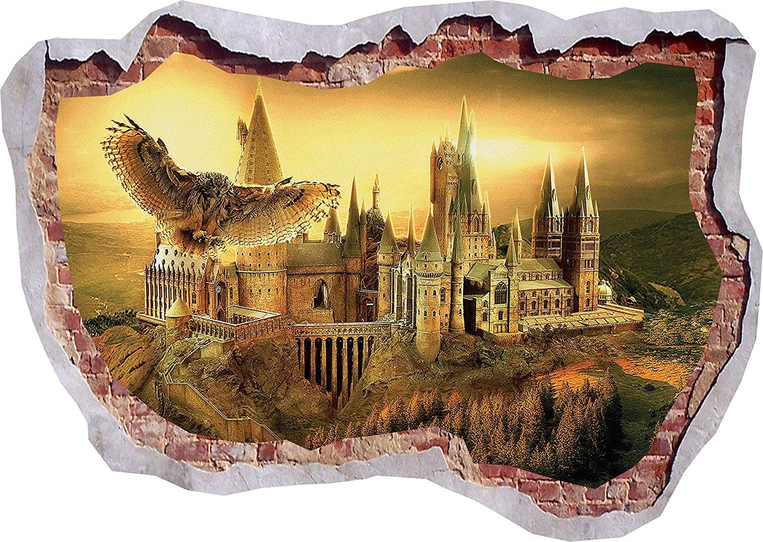 TOP PRINTS Harry Potter Hogwarts Castle Alley 3D Window Smashed Wall