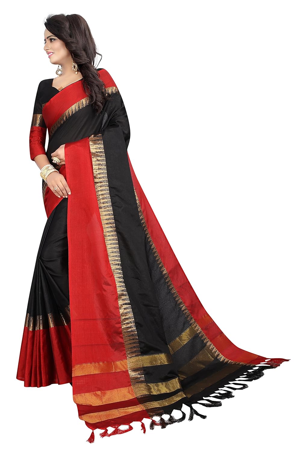 women's cotton silk saree with blouse piece (templevisvavatiation)