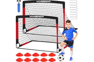VAVOSPORT Kids Soccer Goals for Backyard Set, 2 of 4x3 / 6x4 ft Portable Soccer Goal Nets, Pop Up Mini Toddler Soccer Net Training Equipment & Ball, Cones for Ages 3-14, Outdoor Games Gifts for Kids