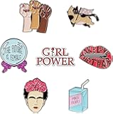 RipDesigns - 7 Girly Enamel Pins For Backpacks | Enamel Pin Set For Feminist Gifts | Cute Pins | Backpack Pins | Cat Pins | Funny and Cool Pins (Set 1)