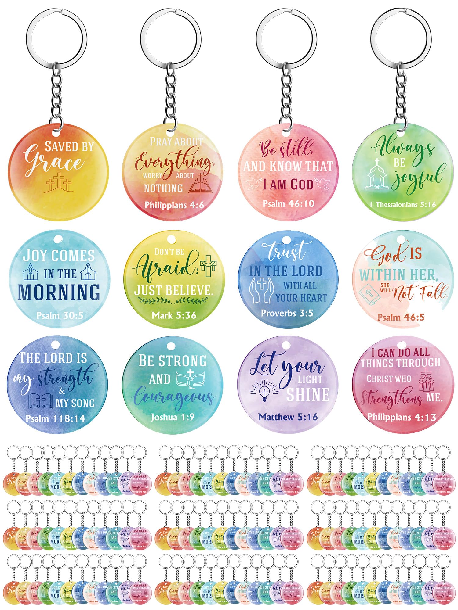 Janmercy 120 Pcs Acrylic Christian Keychain Floral