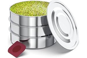 ZESTIGREENS Stainless Steel Seed Sprouter Kit - Stackable 3-Tier Seed Sprouting Germination Tray Seed Sprout Grower Maker with Lid for Growing Broccoli Alfalfa Mung Beans