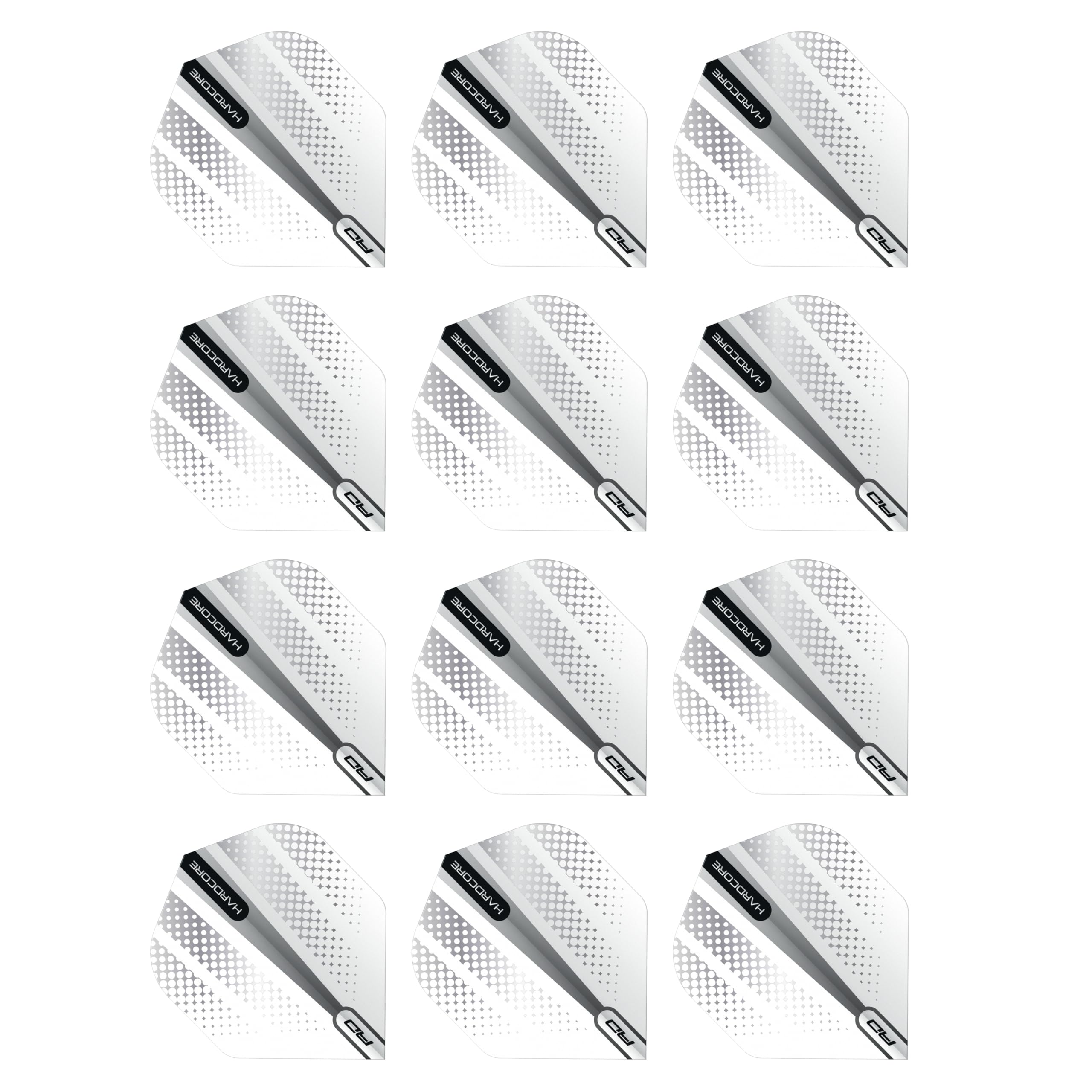 RED DRAGON Hardcore Radical Silver Flash Dart Flights - 4 sets Per Pack (12 Dart Flights in total)