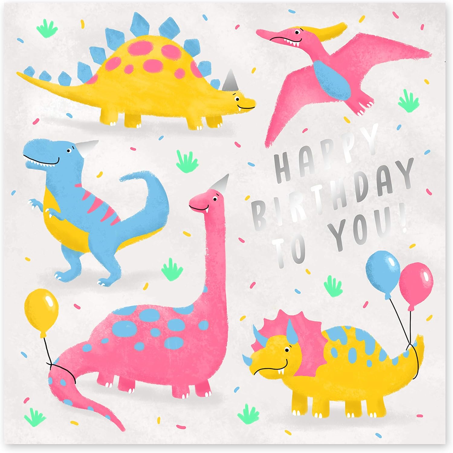 Central 23 - Dinosaur Birthday Card - For Boys or Girls - Pink and Blue Balloons - Comes With Fun Stickers - Image 3