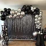 Isndare Black Silver Confetti Balloons 12in 35 Pcs Latex Helium Party Set view 9