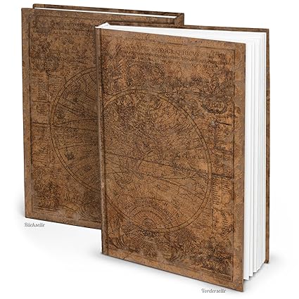 XXL Notizbuch ALTE WELT dunkel-braun antike Welt-Karte Globus Erde Tagebuch vintage Nostalgie alt Reisetagebuch Blanko-Buch G