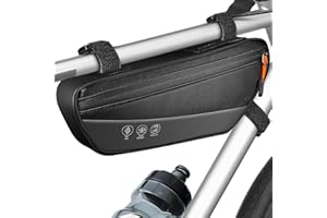 WOTOW Bike Frame Bag - Waterproof Bike Triangle Bag with Side Pocket - Reflective Bicycle Under Tube Storage Pouch for Road Mountain Cycling Travel, 1.8L