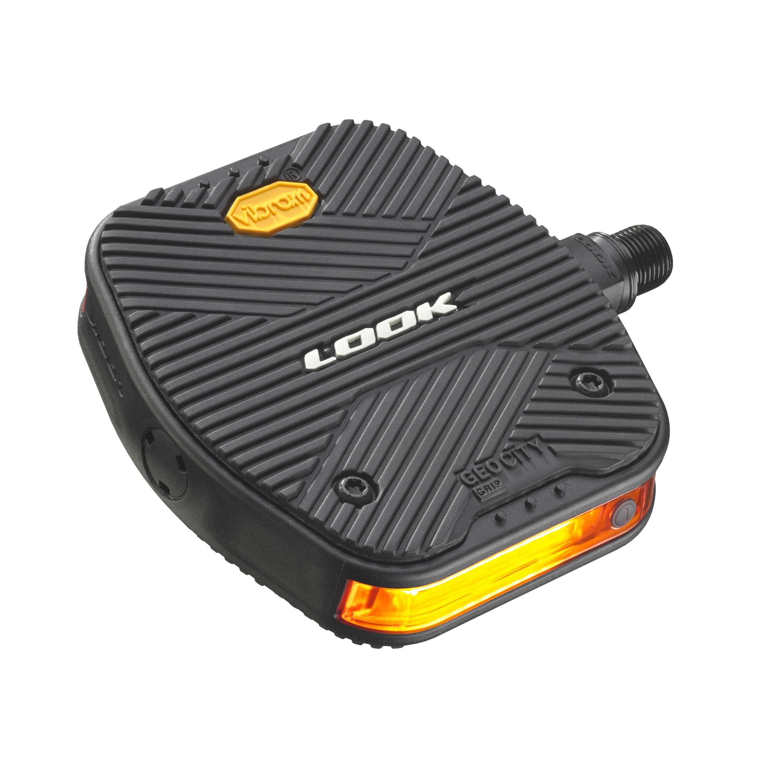 LOOK Cycle - Geo City Vision Grip Bicycle Pedals - Flat Pedals - 4 LED Lights - Slip-Proof Safety - Innovative Activ Grip Rubber - Premium Urban Bike Pedal