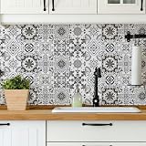 Hode Tile Stickers 24pc 15x15cm Moroccan Grey White PVC Waterproof Self Adhesive view 4