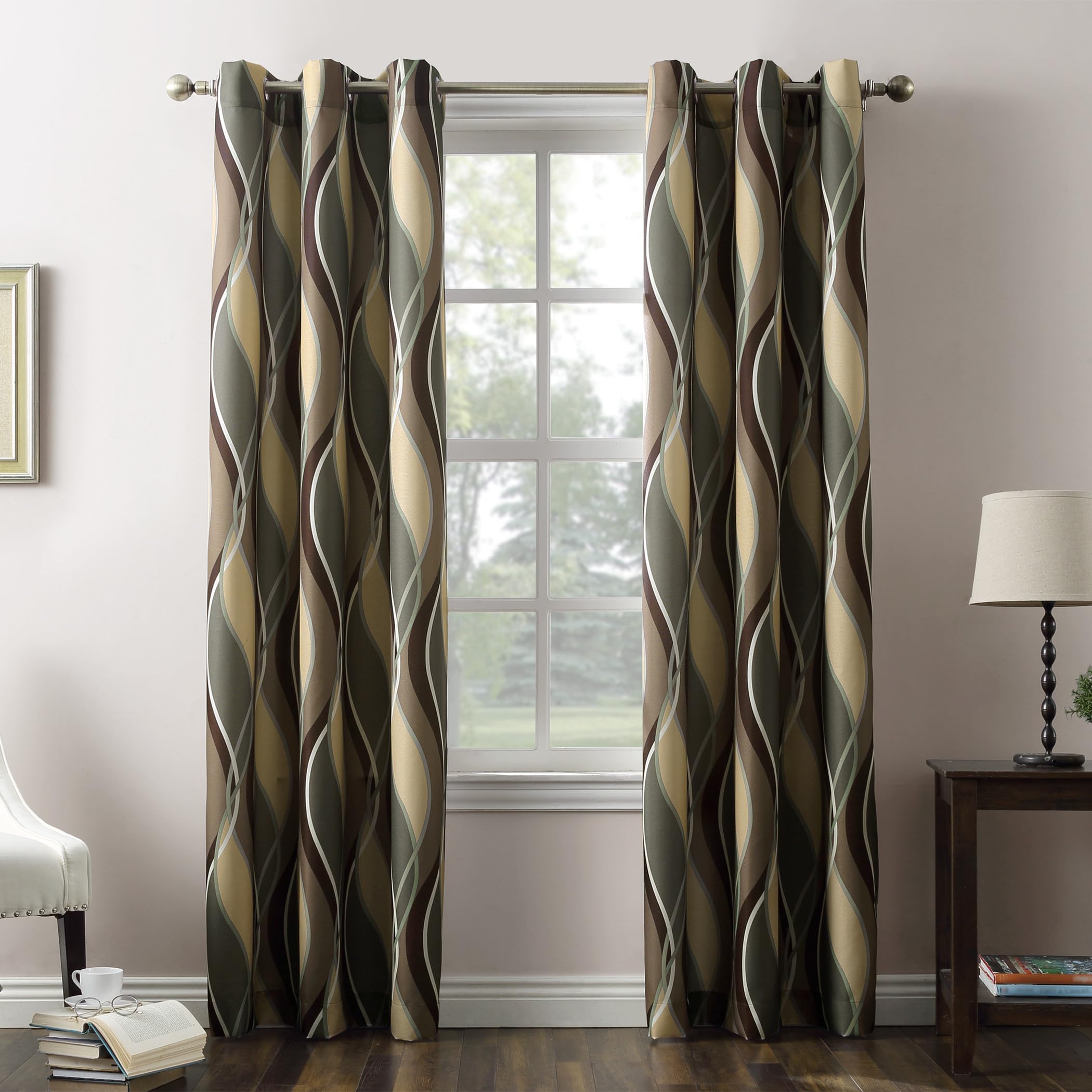 Photo 1 of ****** ONE PANEL ***** No. 918 Intersect Ogee Print Semi-Sheer Grommet Curtain Panel