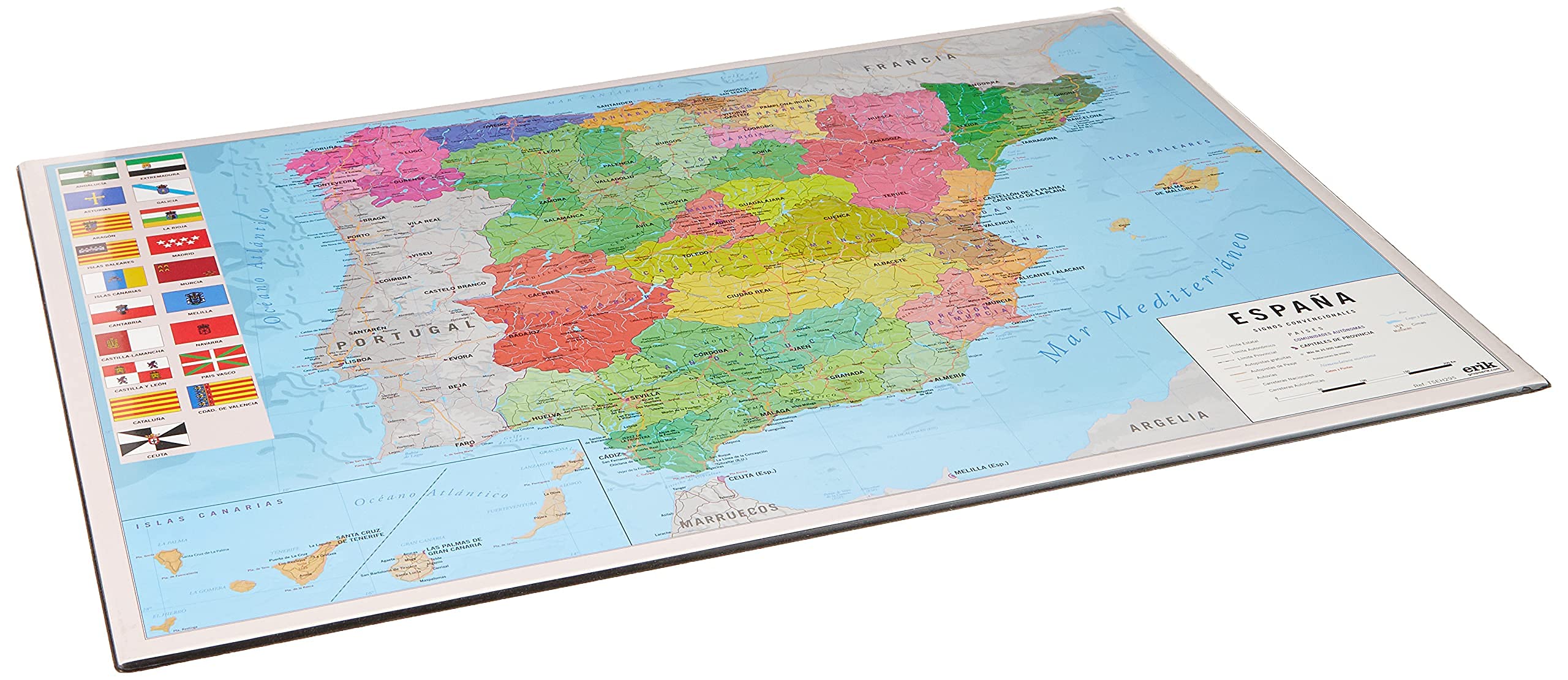 Grupo Erik Spain Map Desk Mat in Spanish | 13.5 x 19.5 inches - 34.5 x 49.5 cm Desk Pad, Desk Decor, Desk Protector Mat | Cute Stationary, Back to School Supplies, Kids Desk Accessories