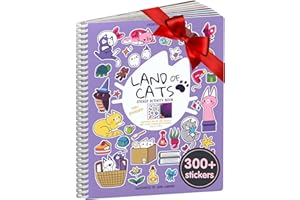 Land of Cats Sticker + Coloring Book (300+ Cat Stickers for Kids & 8 Scenes) by Cupkin, Side by Side Activity Book Design, Cat Sticker Books Kids Ages 4-8, Also Great for Older Boys & Girls