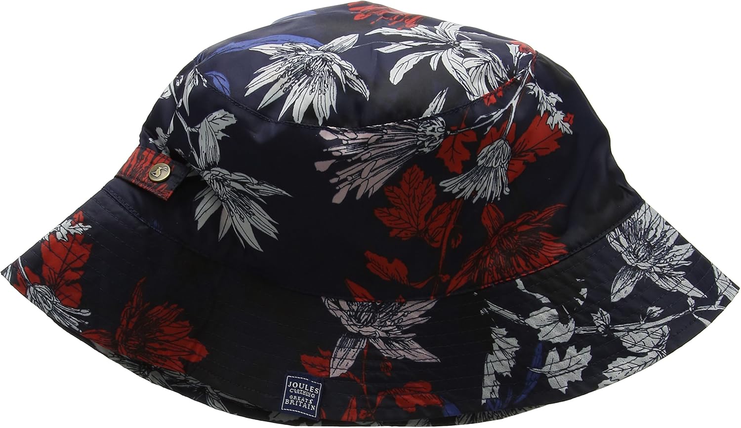 Joules Women's Rainyday Packable Rain Hat, French Navy Fay Floral, One