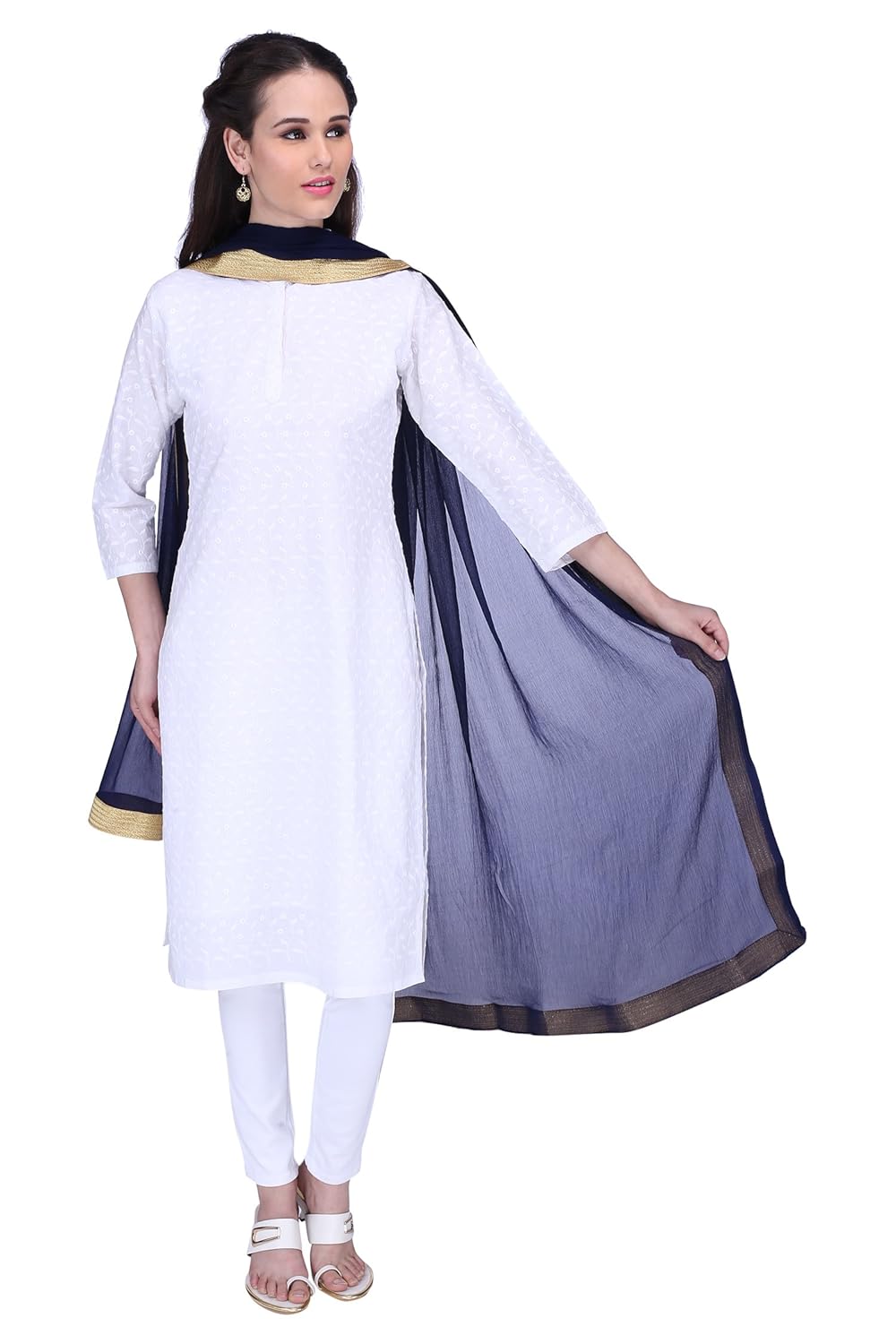 lionize women's golden lace work dupatta