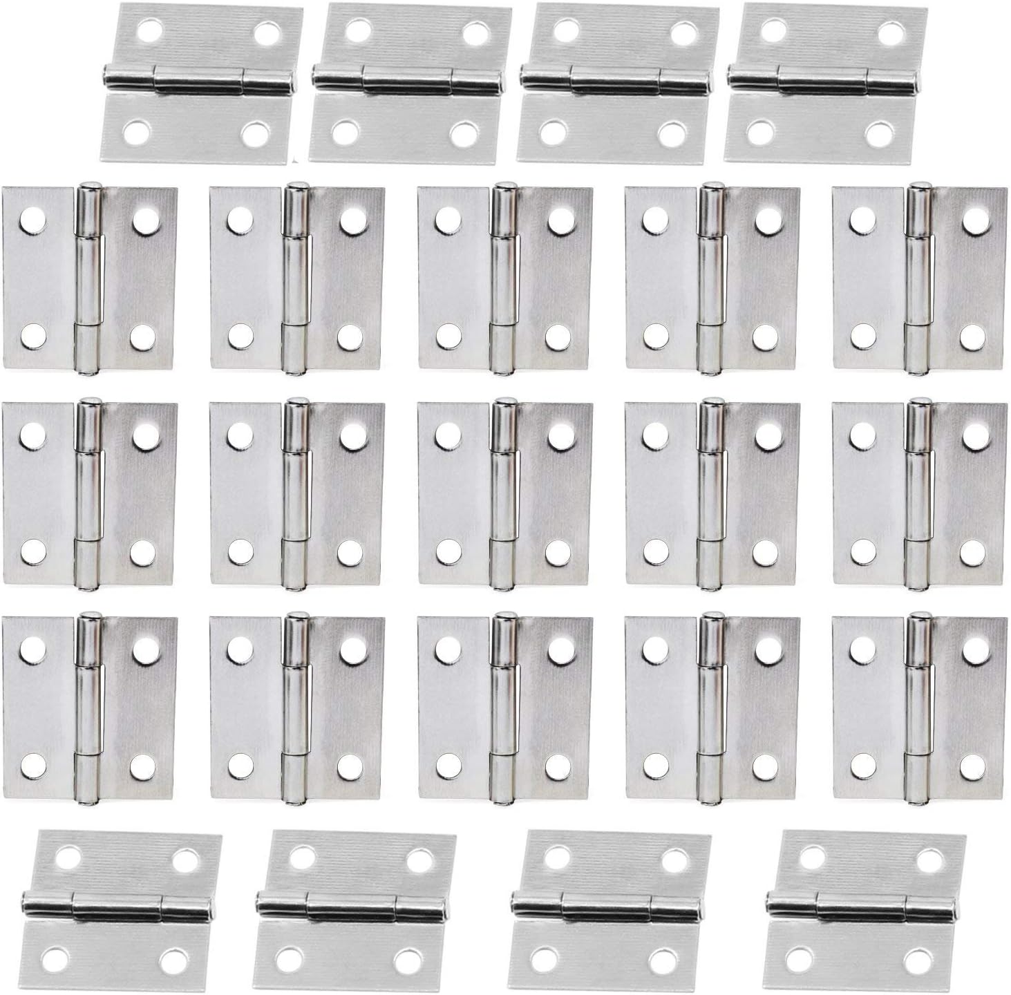 WiMas 50PCS 1Inch Folding Butt Hinges Stainless Steel Home Furniture Hardware Cabinet Hinges with 200PCS Screws