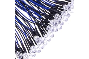 Waycreat 35pcs Prewired Blue Led Diodes, Ultra-Bright 12V 5mm LED Diodes with Built-in Resistor for DIY Projects, Arduino, Raspberry Pi, and Hobby Electronics
