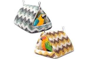 PETKNOWS 2 Pack Bird Nest House, Hanging Hammock Fluffy Parrots Bird Bed for Cage Bird Plush Nest for Parrot Macaw Budgies Eclectus Parakeet Cockatiels Cockatoo Lovebird
