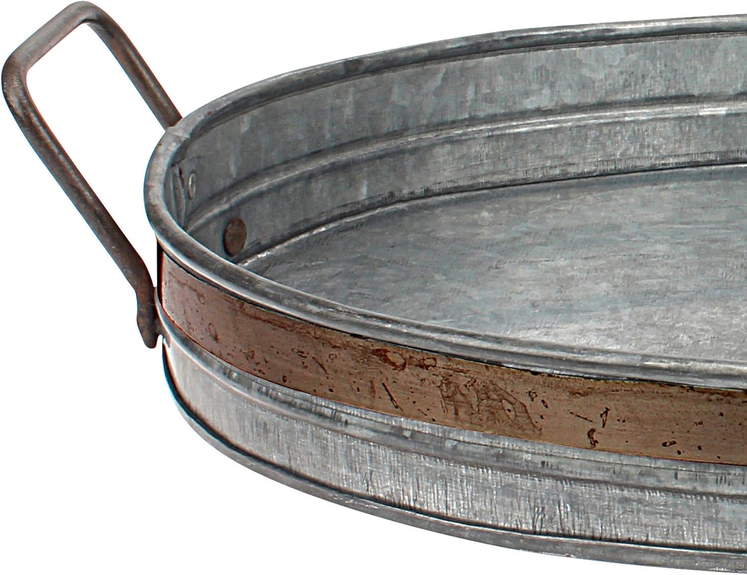 Stonebriar Galvanized Metal Serving Tray with Rust Trim and Metal Handles, Unique Butler Tray, Decorative Centerpiece for Coffee Table or Dining Table, Rustic Accessories for Weddings and Parties: Home & Kitchen