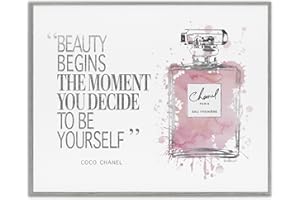 Stupell Industries Beauty Begins Fashion Perfume Grey Framed Wall Art, 16x20, Design by Artist Amanda Greenwood