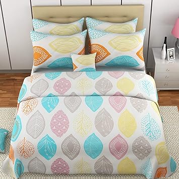 Mafatlal Mayfair Series, Pure Cotton Soft Finish Easy to Wash 144 TC Premium Bedsheets for Double Bed with 2 Pillow Covers, King Size Bedding Set Combo (Prismatic)