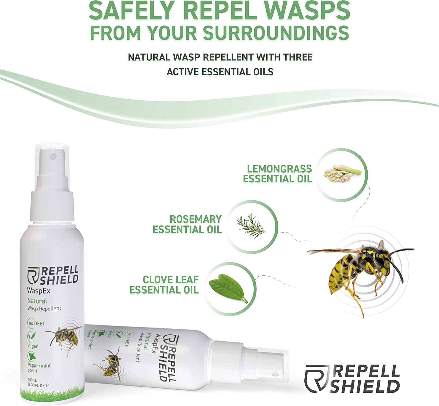REPELL SHIELD Bee and Wasp Spray Organic Bee and Wasp Repellent