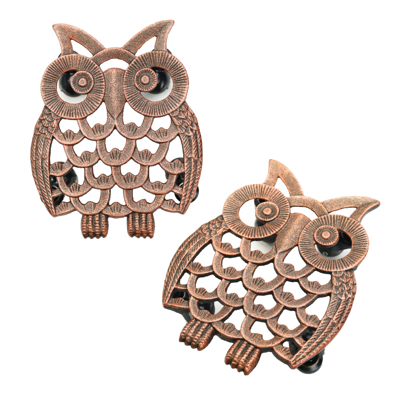 Sungmor Heavy Duty Cast Iron Plant Caddy with Wheels - 11 Inch Rolling Plant Stand Round Planter Rollers - Lovely Owl Movable Plant Trays - Indoor Outdoor Flower Pot Pallet Furniture Dolly Trolley